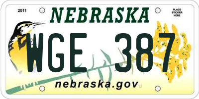 NE license plate WGE387
