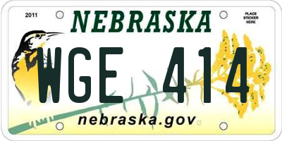 NE license plate WGE414