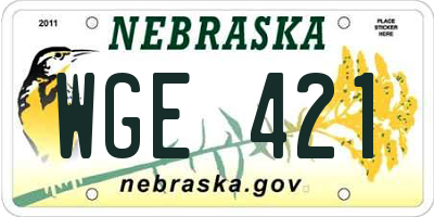NE license plate WGE421