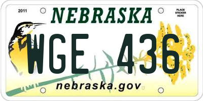 NE license plate WGE436
