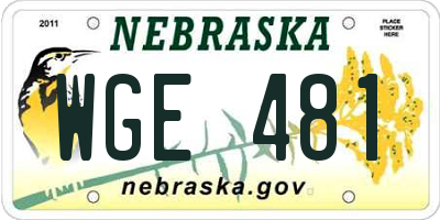 NE license plate WGE481
