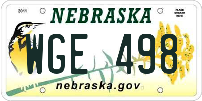 NE license plate WGE498