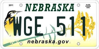 NE license plate WGE511