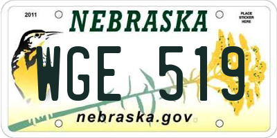 NE license plate WGE519