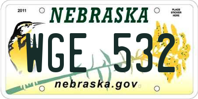 NE license plate WGE532