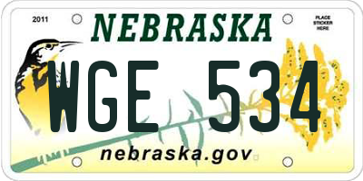 NE license plate WGE534
