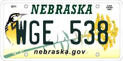 NE license plate WGE538