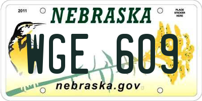 NE license plate WGE609