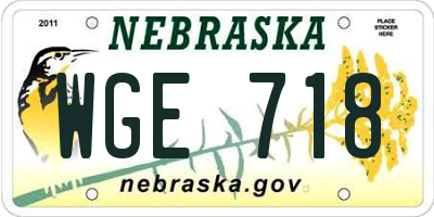 NE license plate WGE718