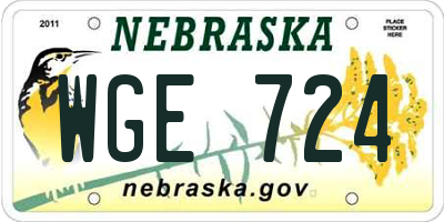 NE license plate WGE724
