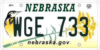 NE license plate WGE733