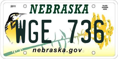 NE license plate WGE736