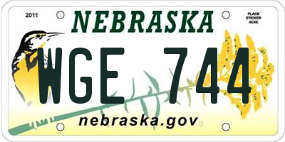 NE license plate WGE744