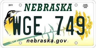 NE license plate WGE749