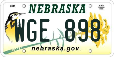 NE license plate WGE898