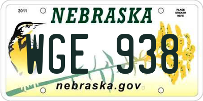 NE license plate WGE938