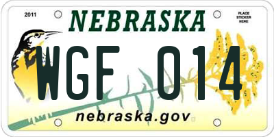 NE license plate WGF014