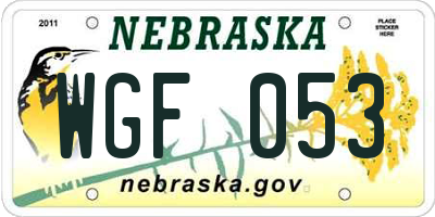 NE license plate WGF053