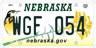 NE license plate WGF054