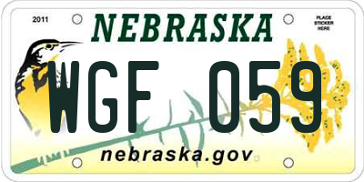 NE license plate WGF059