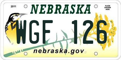 NE license plate WGF126