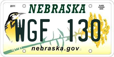 NE license plate WGF130