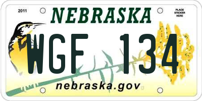 NE license plate WGF134