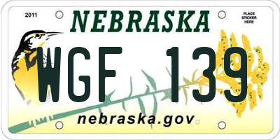 NE license plate WGF139