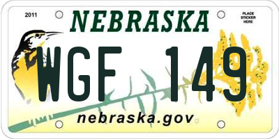NE license plate WGF149