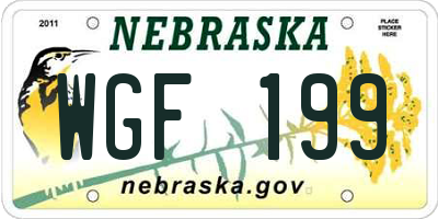 NE license plate WGF199