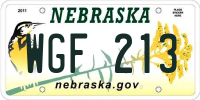 NE license plate WGF213