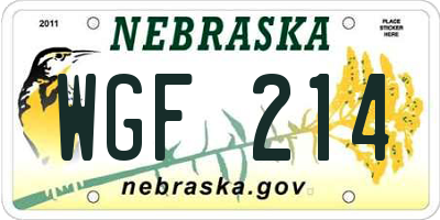 NE license plate WGF214