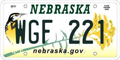 NE license plate WGF221