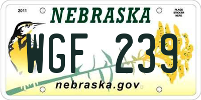 NE license plate WGF239