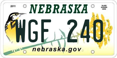 NE license plate WGF240