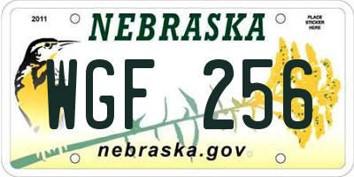 NE license plate WGF256