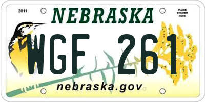 NE license plate WGF261