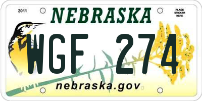 NE license plate WGF274