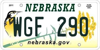 NE license plate WGF290