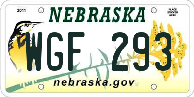 NE license plate WGF293