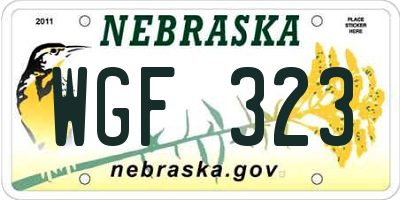 NE license plate WGF323