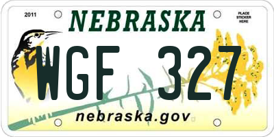 NE license plate WGF327