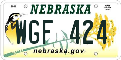 NE license plate WGF424