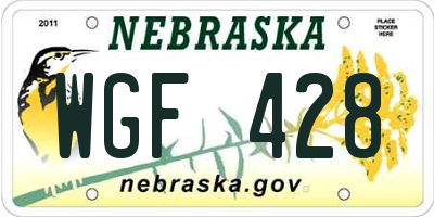 NE license plate WGF428