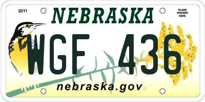 NE license plate WGF436