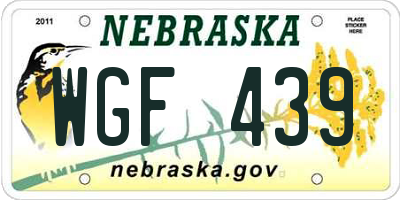 NE license plate WGF439