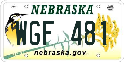 NE license plate WGF481