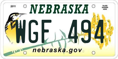 NE license plate WGF494