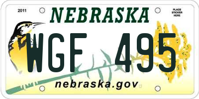 NE license plate WGF495
