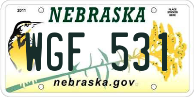 NE license plate WGF531